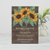 Invitation Bachelorette rustique en bois de tournesol (Debout devant)