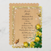 Invitation Bachelorette Rustique Jaune Floral Butterfly (Devant / Derrière)