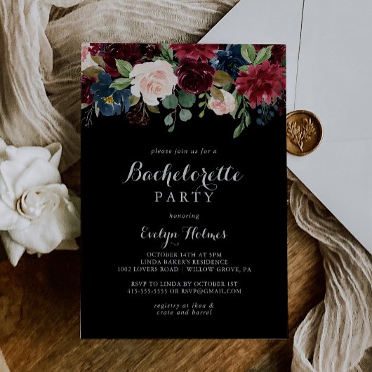 Invitation Bachelorette Rustique Noir