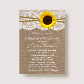 Invitation Bachelorette Rustique Tournesol, Dentelle & Twine