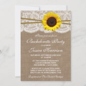 Invitation Bachelorette Rustique Tournesol, Dentelle & Twine (Devant)