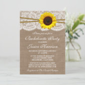Invitation Bachelorette Rustique Tournesol, Dentelle & Twine (Debout devant)