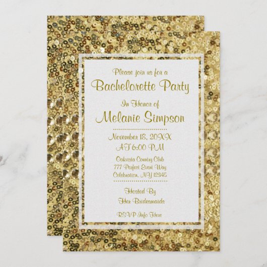 Invitation Bachelorette | Séquences d'or (Devant / Derrière)