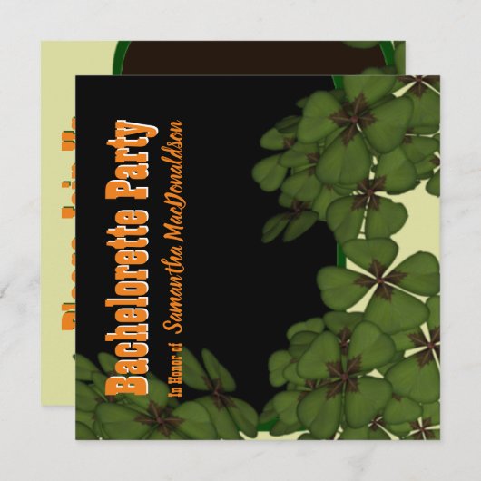 Invitation Bachelorette shamrock irlandaise (Devant / Derrière)