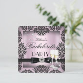 Invitation Bachelorette Sliver Pink Black Champagne (Debout devant)