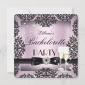 Invitation Bachelorette Sliver Pink Black Champagne (Devant)