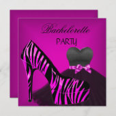 Invitation Bachelorette soirée Zebra rose robe noire (Devant / Derrière)