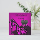 Invitation Bachelorette soirée Zebra rose robe noire (Debout devant)