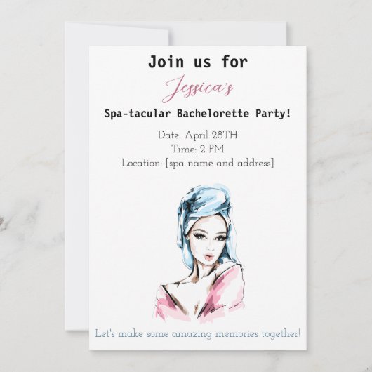 Invitation Bachelorette Spa (Devant)