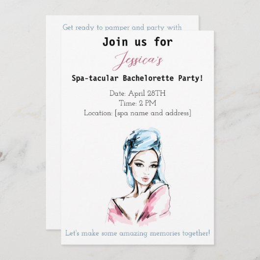 Invitation Bachelorette Spa (Devant / Derrière)