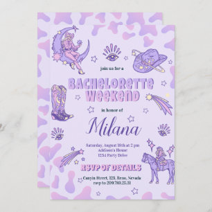 Invitation Bachelorette Space Purple Cowgirl