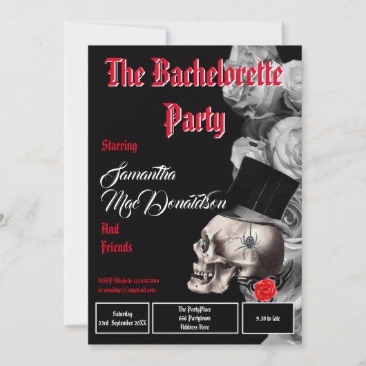 Invitation Bachelorette style cinéma gothique (Devant)