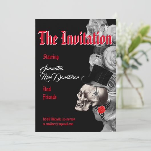 Invitation Bachelorette style cinéma gothique (Debout devant)