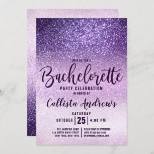 Invitation Bachelorette triple Parties scintillant violet fil