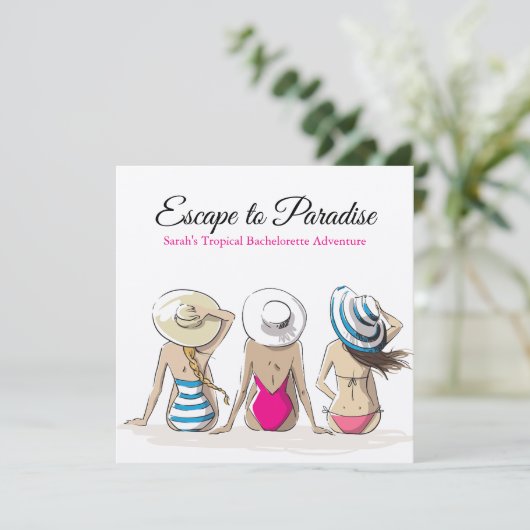 Invitation Bachelorette tropicale (Debout devant)