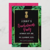 Invitation Bachelorette Tropicale / Ananas Or (Devant / Derrière)
