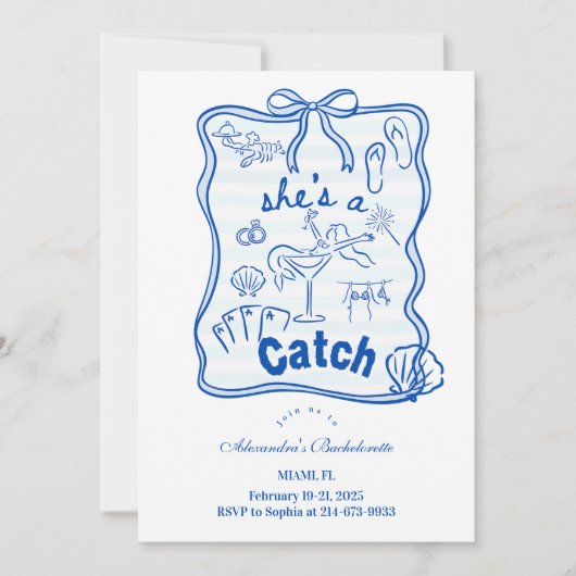 Invitation Bachelorette Tropicale Bleue Bow (Devant)