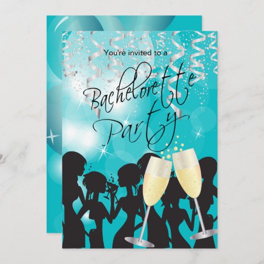 Invitation Bachelorette Turquoise (Devant / Derrière)