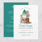 Invitation Bachelorette Turquoise côtière moderne (Devant / Derrière)