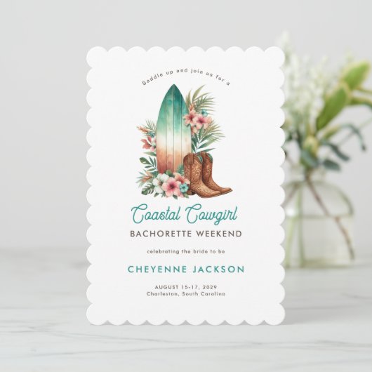Invitation Bachelorette Turquoise côtière moderne (Debout devant)