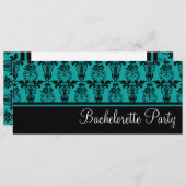 Invitation Bachelorette Turquoise et noire (Devant / Derrière)