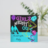 Invitation Bachelorette Turquoise rose noir violet haute talo (Debout devant)