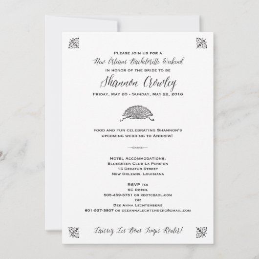 Invitation Bachelorette vintage (Dos)