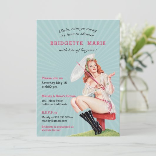 Invitation Bachelorette vintage Retro (Debout devant)