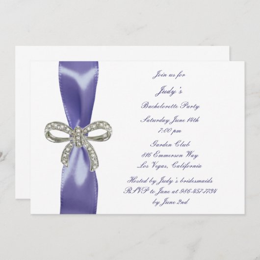 Invitation Bachelorette violet bleu diamant (Devant / Derrière)