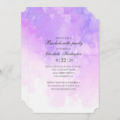 Invitation Bachelorette violet d'aquarelle. Lavande (Devant / Derrière)