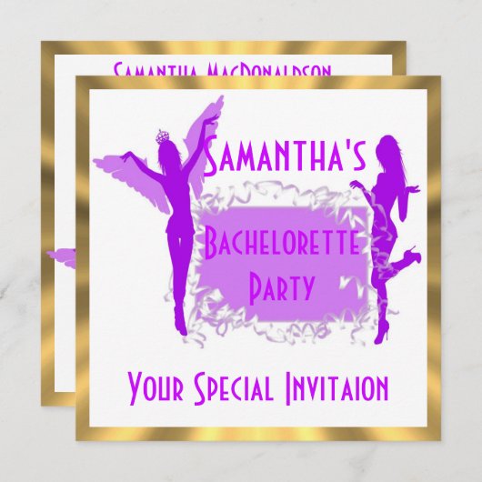 Invitation Bachelorette violette (Devant / Derrière)