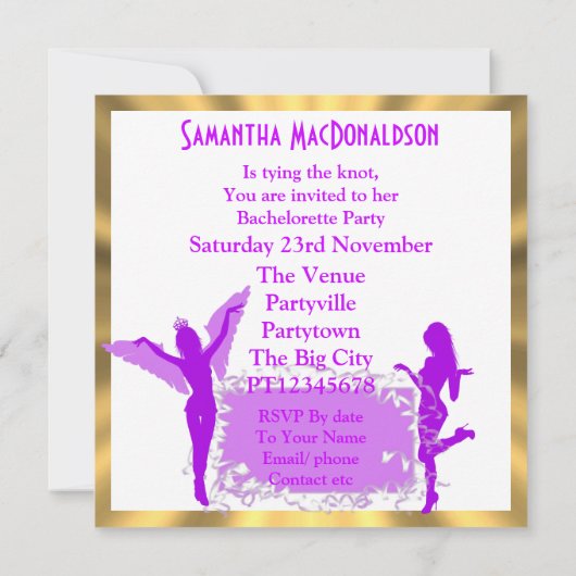 Invitation Bachelorette violette (Dos)