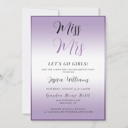 Invitation Bachelorette violette (Devant)