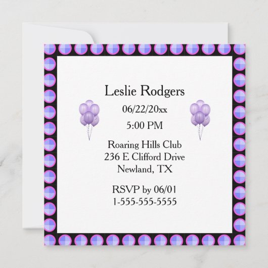 Invitation Bachelorette violette (Dos)