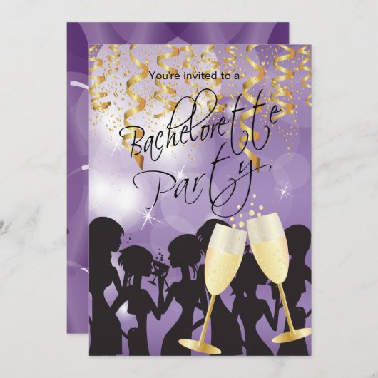 Invitation Bachelorette violette (Devant / Derrière)