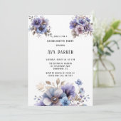 Invitation Bachelorette violette bleu peint Floral (Debout devant)