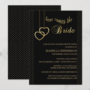 Invitation Bachelorette - Voici la mariée - Noir & Or