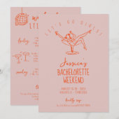 Invitation Bachelorette week-end femme en verre de cocktail (Devant / Derrière)