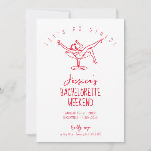 Invitation Bachelorette week-end femme en verre de cocktail r