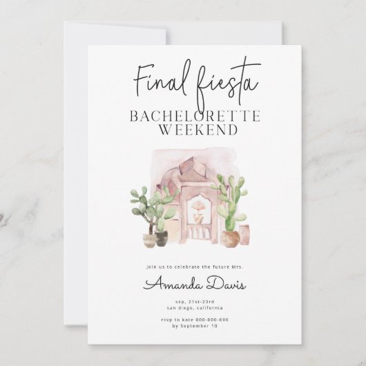Invitation Bachelorette Week-end Final Fiesta Desert Western (Devant)