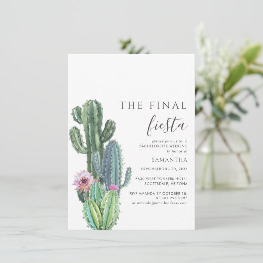 Invitation Bachelorette Week-end Final Fiesta Itinéraire Part (Debout devant)