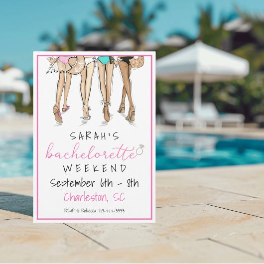 Invitation Bachelorette Week-end Itinéraire Bikinis Bague