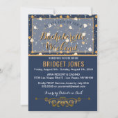 Invitation Bachelorette Week-end Itinéraire Blue Gold (Devant)