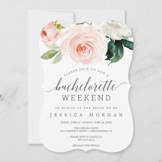 Invitation Bachelorette Week-end Itinéraire Blushing Blooms (Devant)