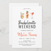 Invitation Bachelorette Week-end Itinéraire Cocktail Boissons (Devant / Derrière)