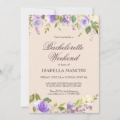 Invitation Bachelorette Week-end Itinéraire Élégant Floral (Devant)