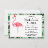 Invitation Bachelorette Week-end Itinéraire Flamant rose Trop (Devant)