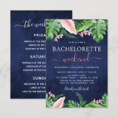 Invitation Bachelorette Week-end Itinéraire Palms Tropicaux (Devant / Derrière)