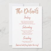 Invitation Bachelorette Week-end Itinéraire Rose Or (Dos)
