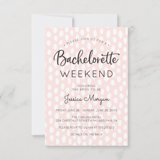 Invitation Bachelorette Week-end Itinéraire Russe Rose (Devant)